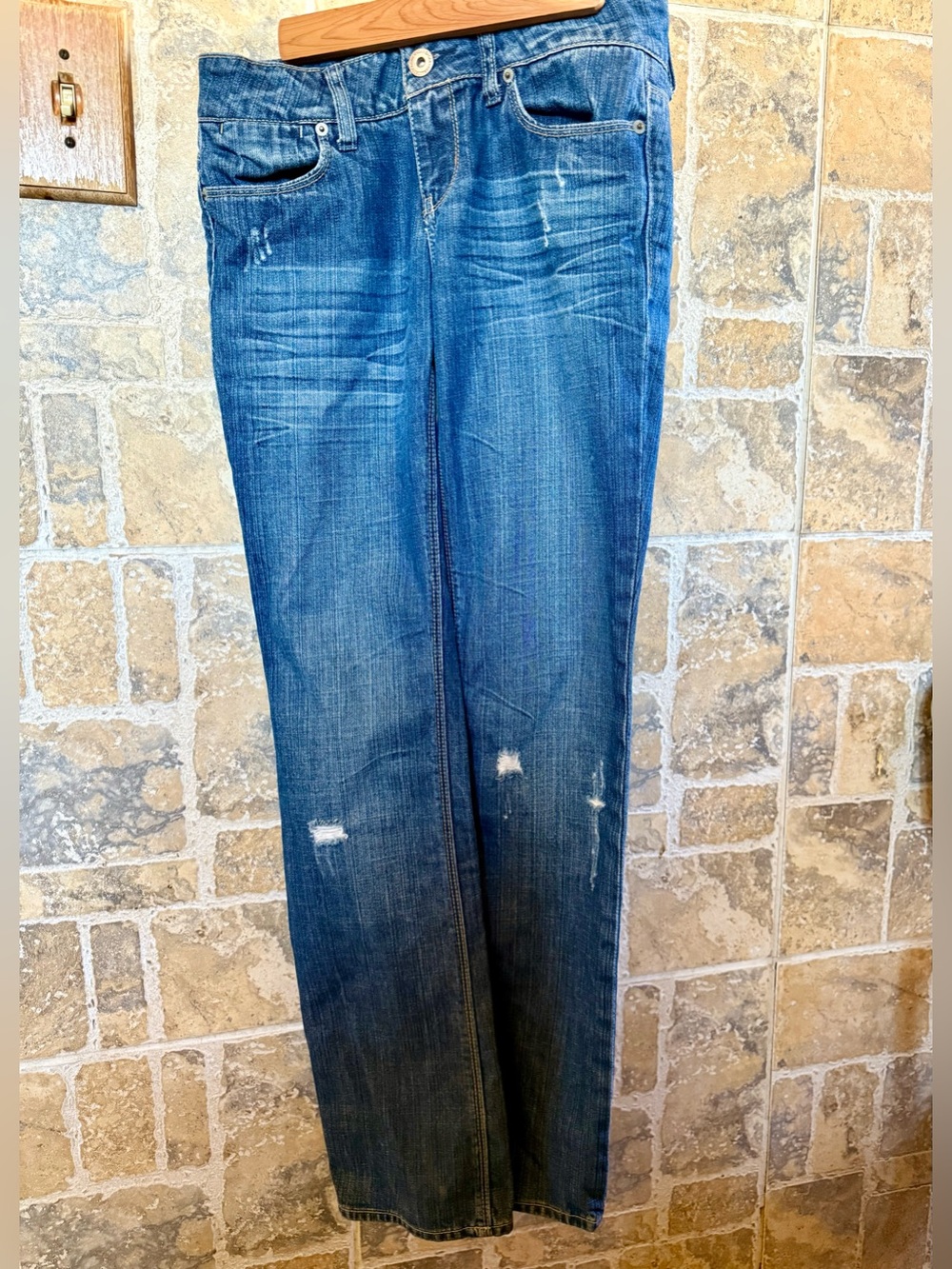 American Eagle Outfitters 77 Straight Distressed Denim Jeans Size 2 Regular